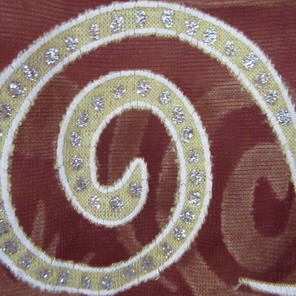 Magical, Mystical Gold & Red Scarf, Wrap, Vintage, Glitter, 1980s - Picture 8 of 11